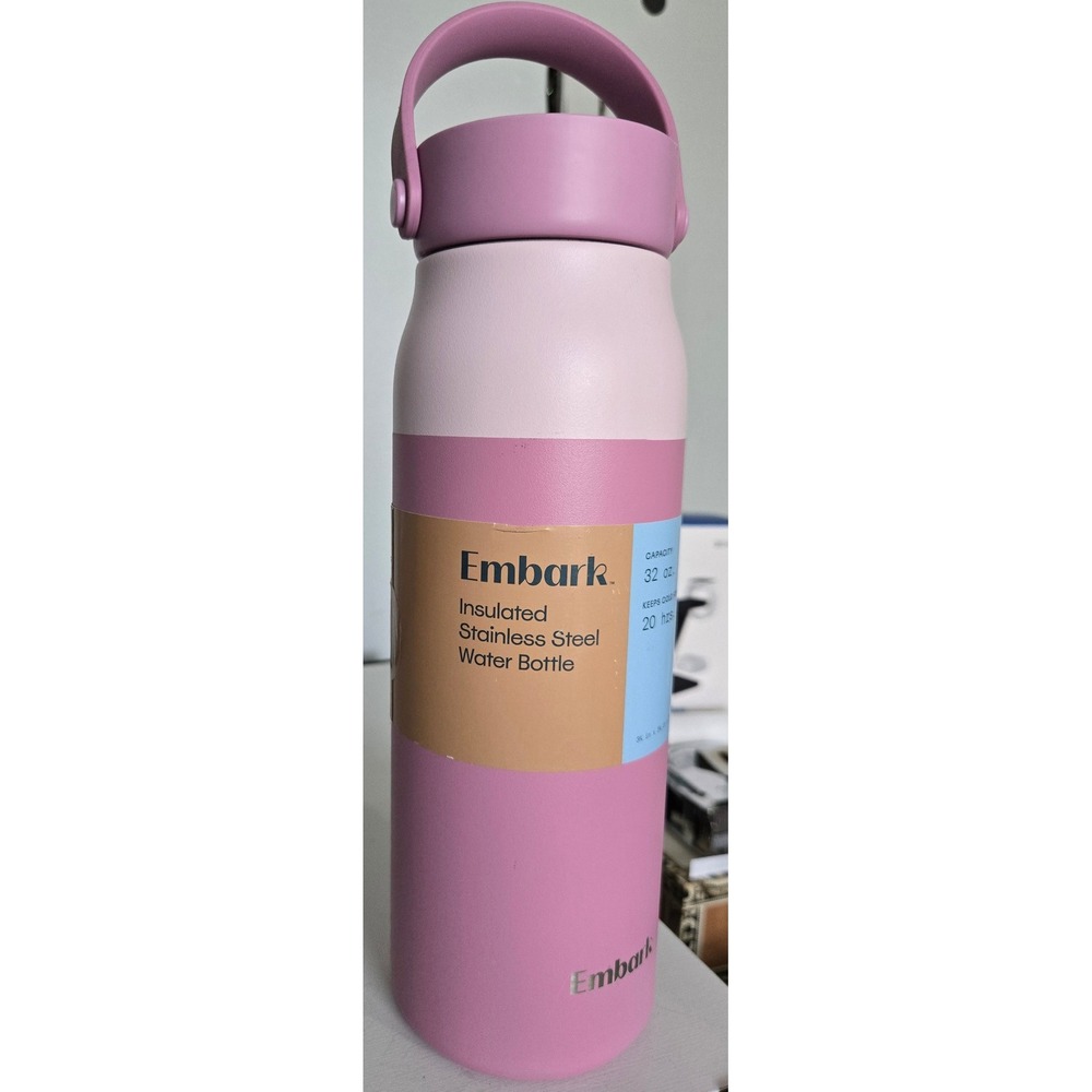 Embark 32oz Insulated Stainless Steel Water Bottle Pink Colorblock Screw Lid